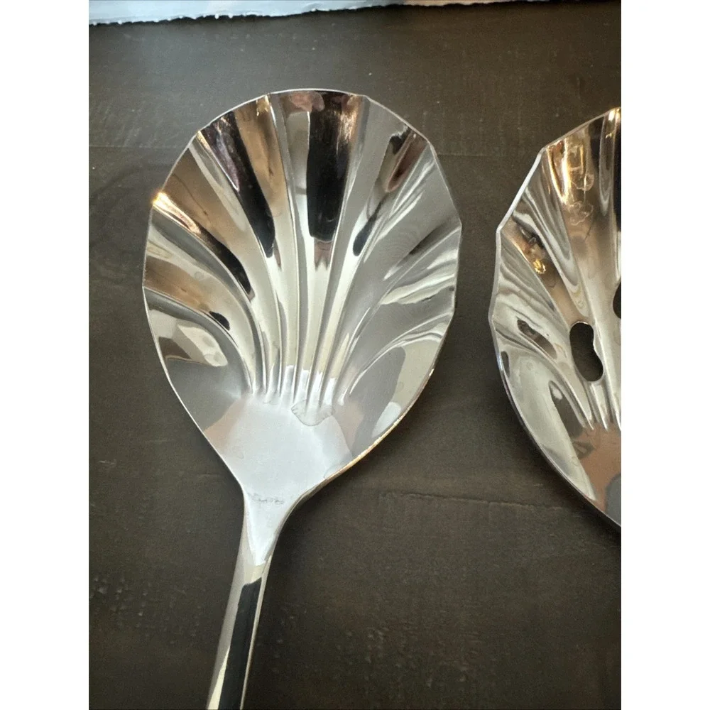 Excel Stainless Korea Brookfield Shell Casserole Spoons Glossy Center Ridge (2)